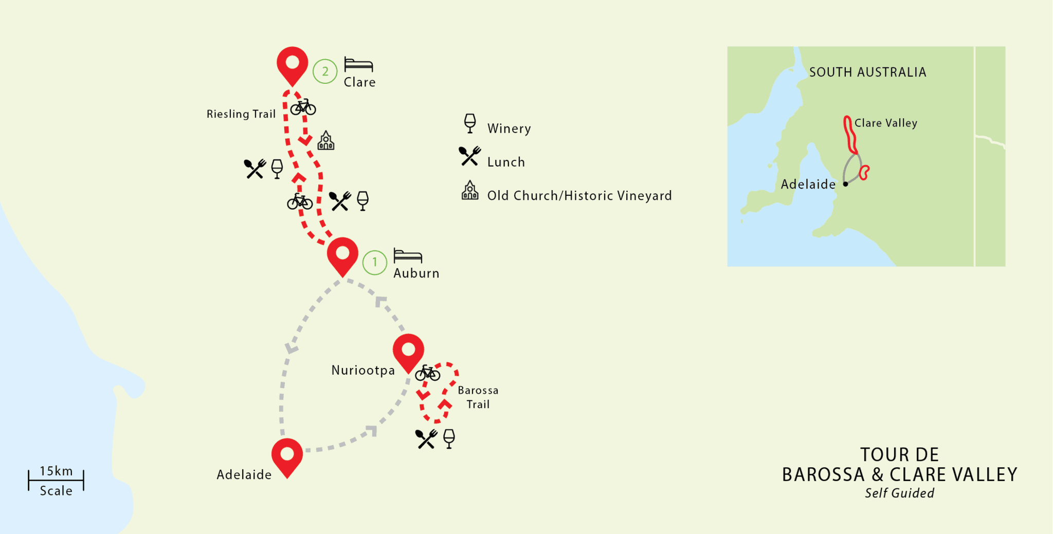 barossa + clare valley cycling tour