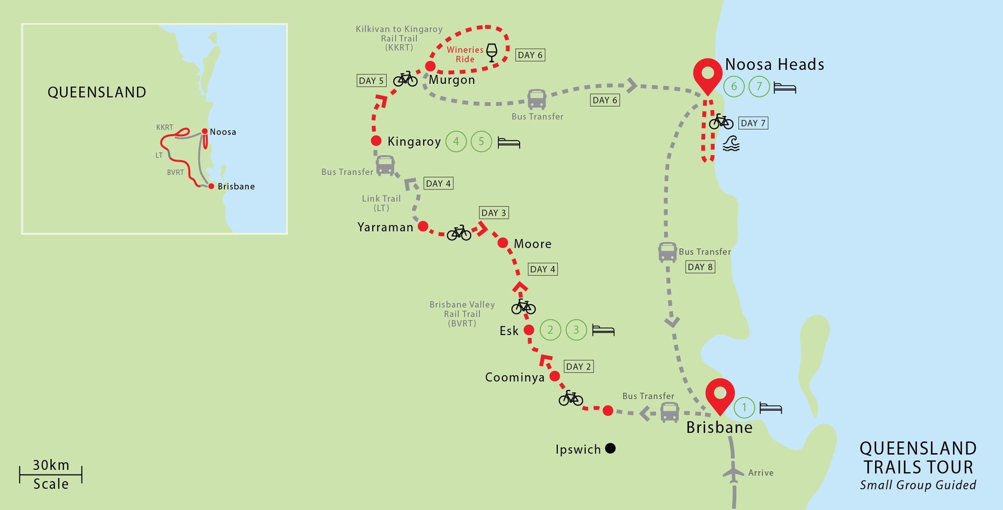 Queensland Cycling Tour Map Tour de Vines Queensland Cycling Tour Map Tour de Vines