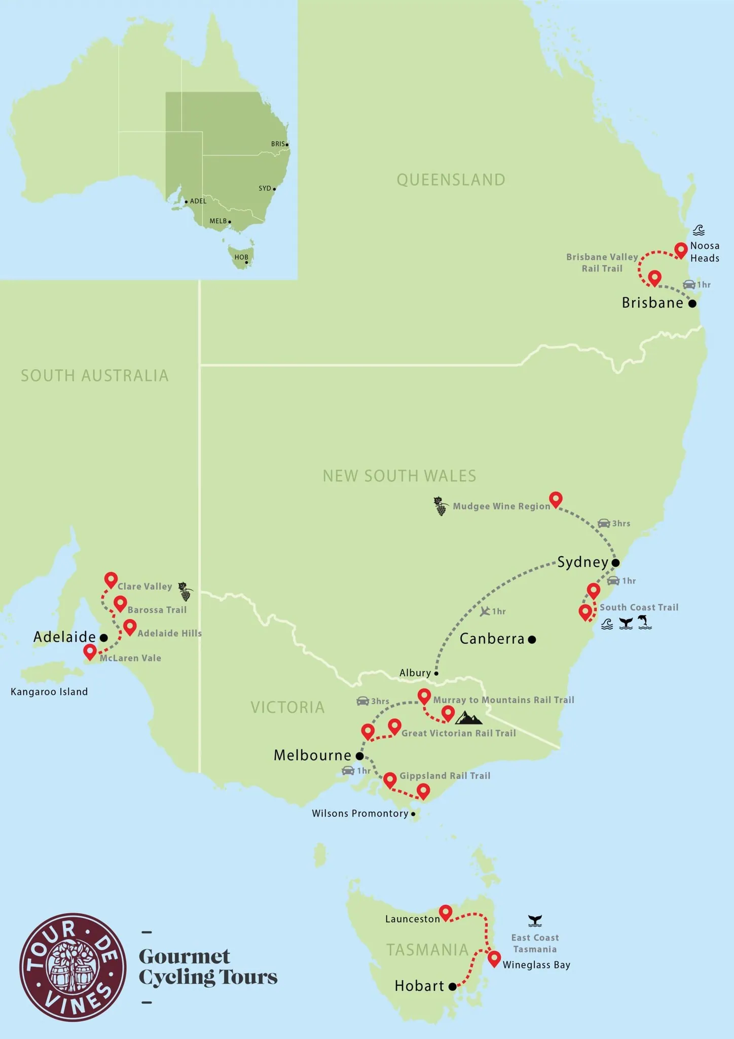 map of cycling tours in australia may 2024
