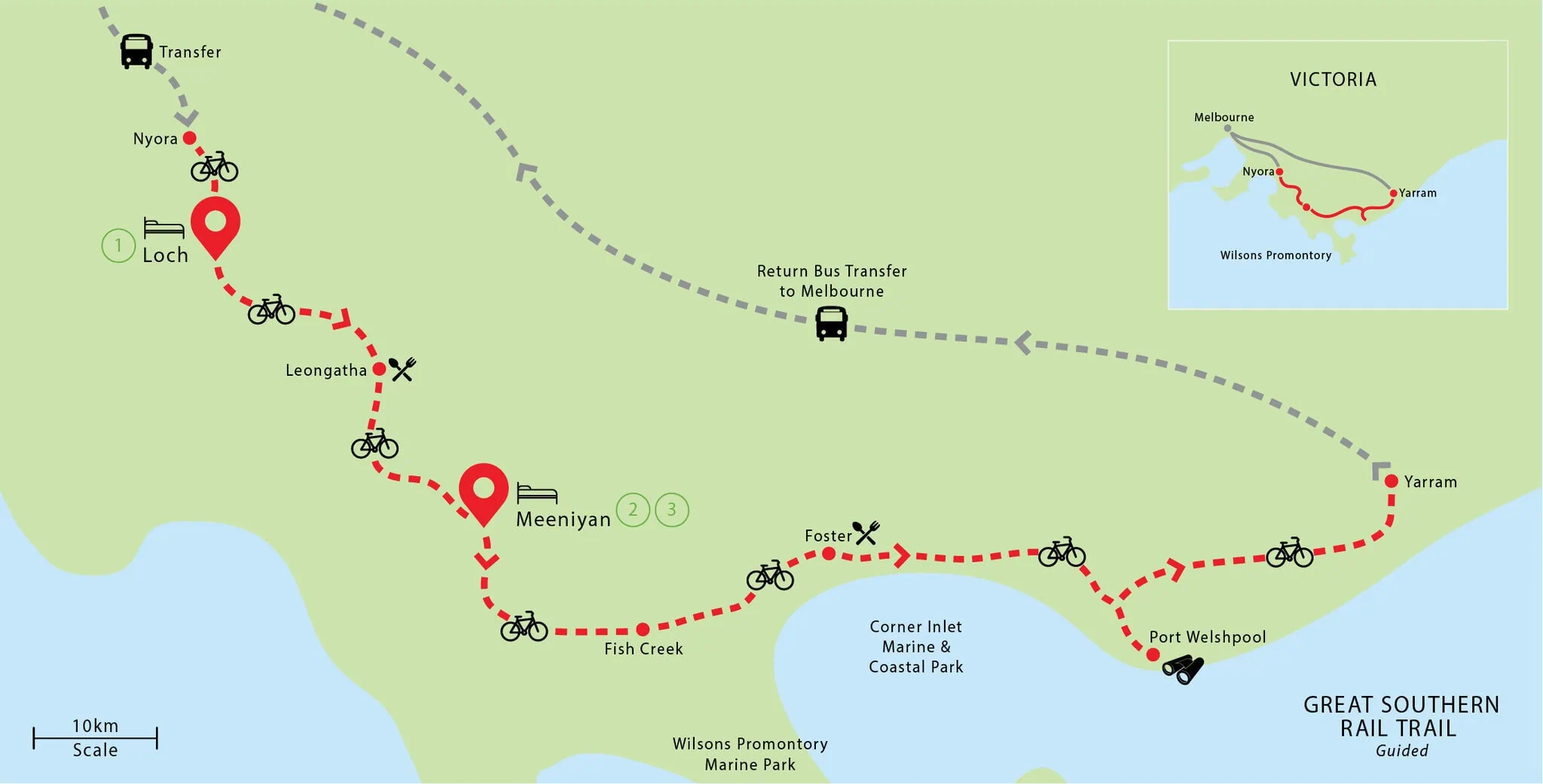 Great Southern Rail Trail Group cycling tour map