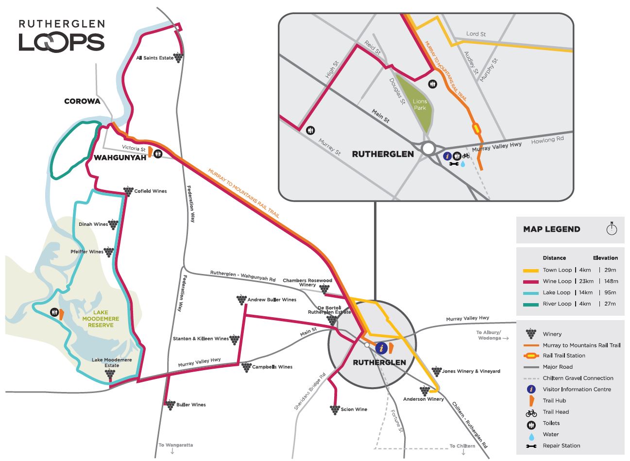 Rutherglen loops cycling map Rutherglen loops cycling map