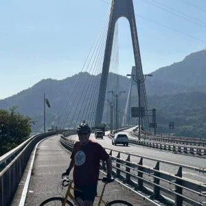 riding the shimanami Kaido on a cycling tour in Japan