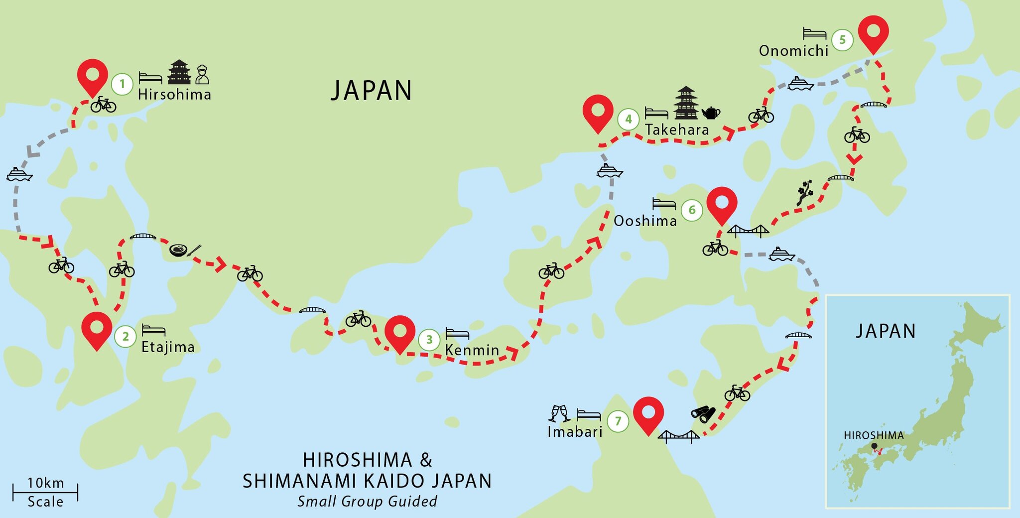 japan hiroshima imabari cycling tour map japan hiroshima imabari cycling tour map