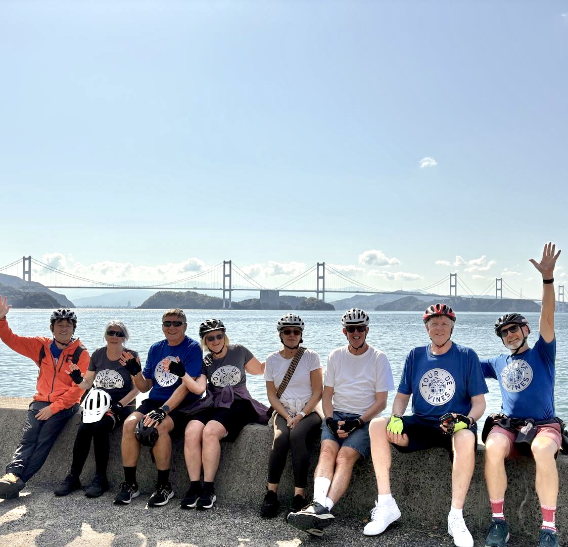 Tour de Vines’ group on a cycling tour in Japan