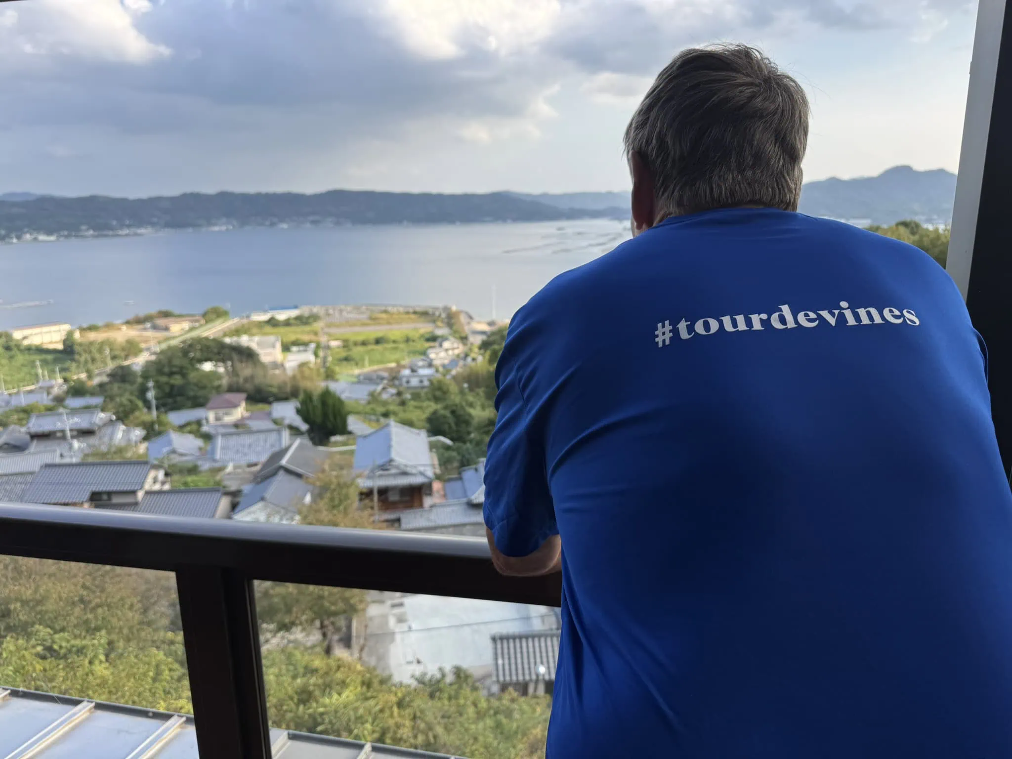 Looking out over the Seto Island Sea from accommodation on a Japan cycling tour