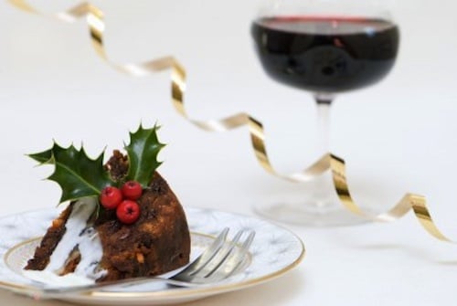 Wine with Christmas pudding