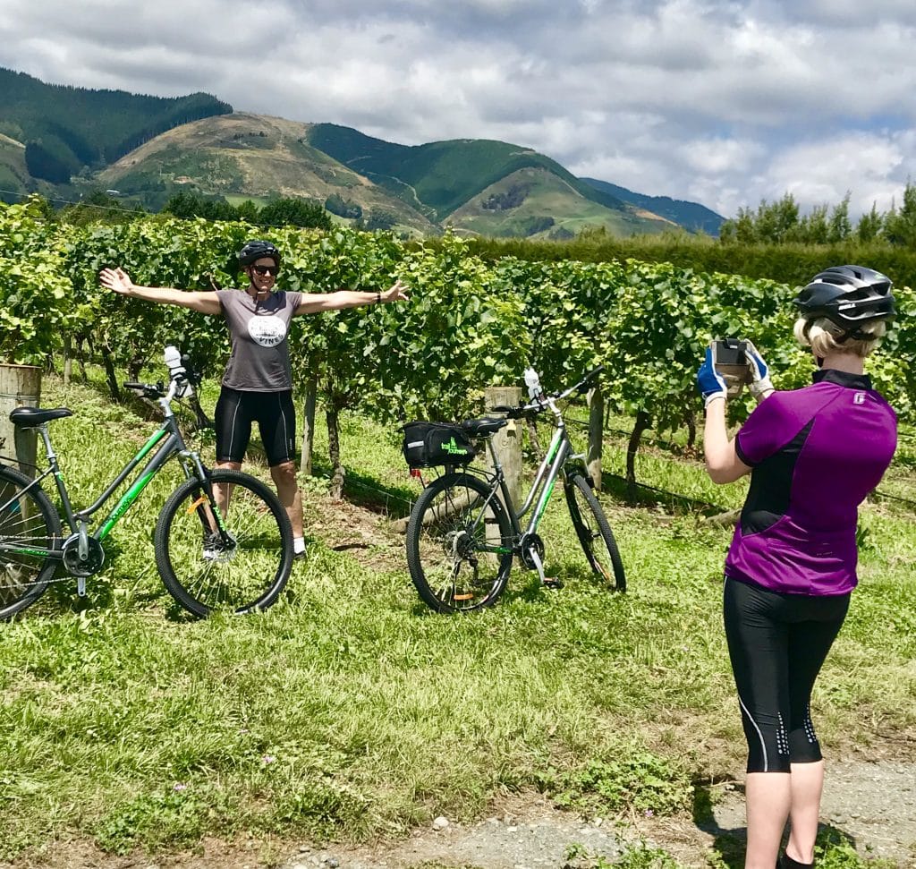 Visiting a winery whilst cycling the Great Taste Trail in New Zealand
