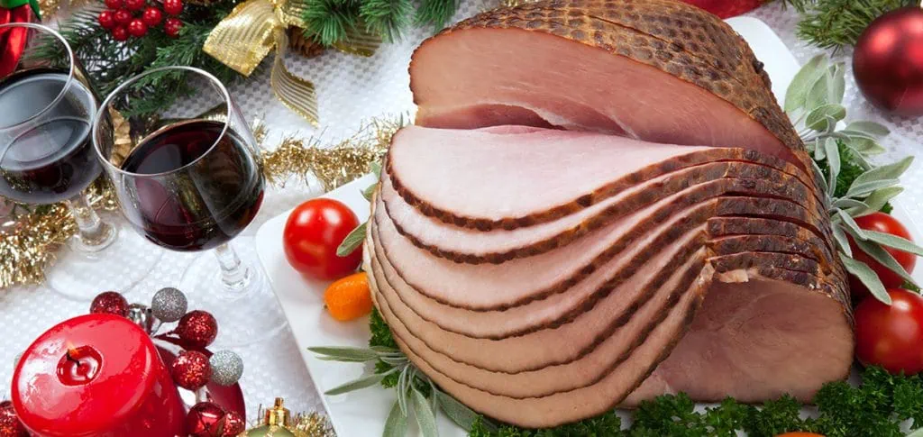 Wine with Christmas ham